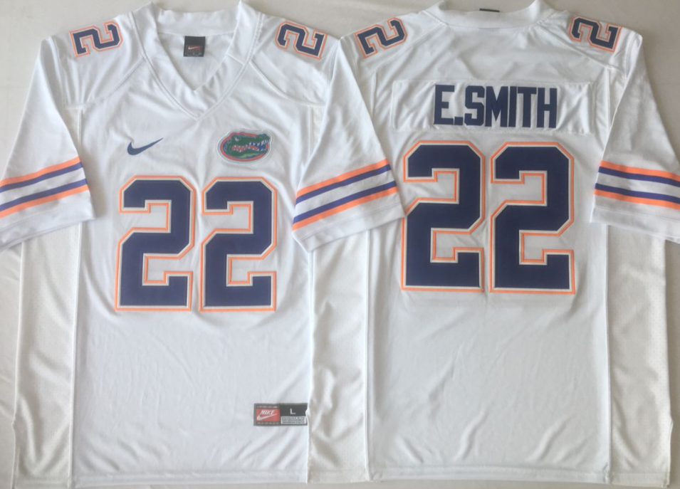 NCAA Men Florida Gators White #22 E.SMITH